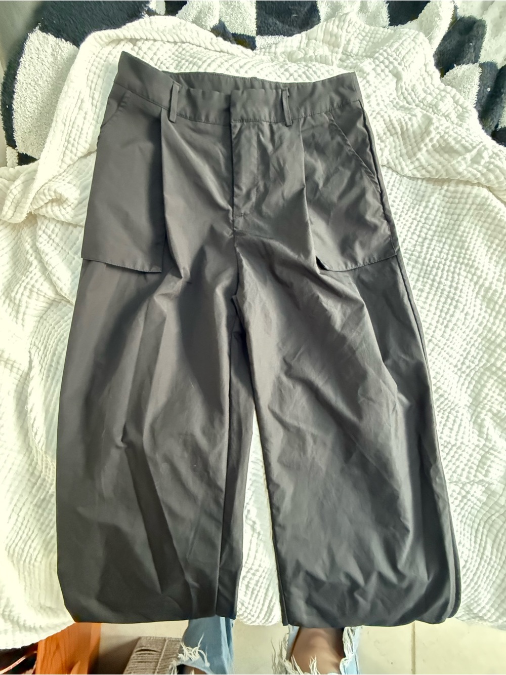 SHEIN Black Wide-Leg Cargo Pants Trousers Size Small/4
